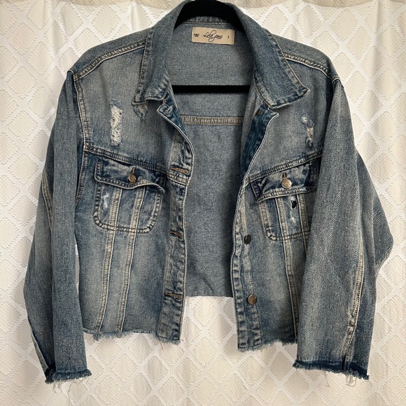 Lola Jeans Distressed Crop Jean Jacket - Picture 1 of 4